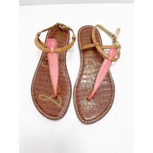 Sam Edelman Gigi Thong Sandal Leather Pink Brown Sz 9